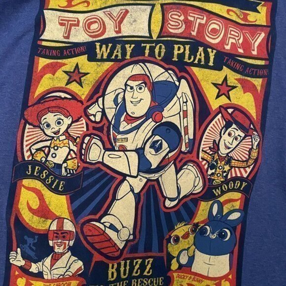 Toy Story 4 Shirt Mens Large Graphic Blue Woody Buzz Jessie Movie Pixar Disney - Picture 2 of 4